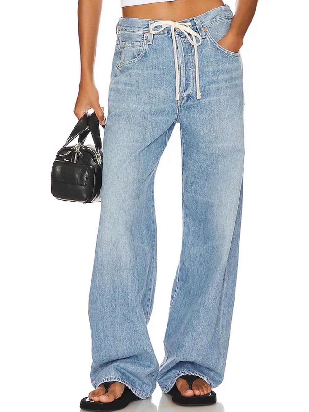 Citizens of Humanity Brynn Drawstring Trouser Jeans Blue Lace Wide Leg 26